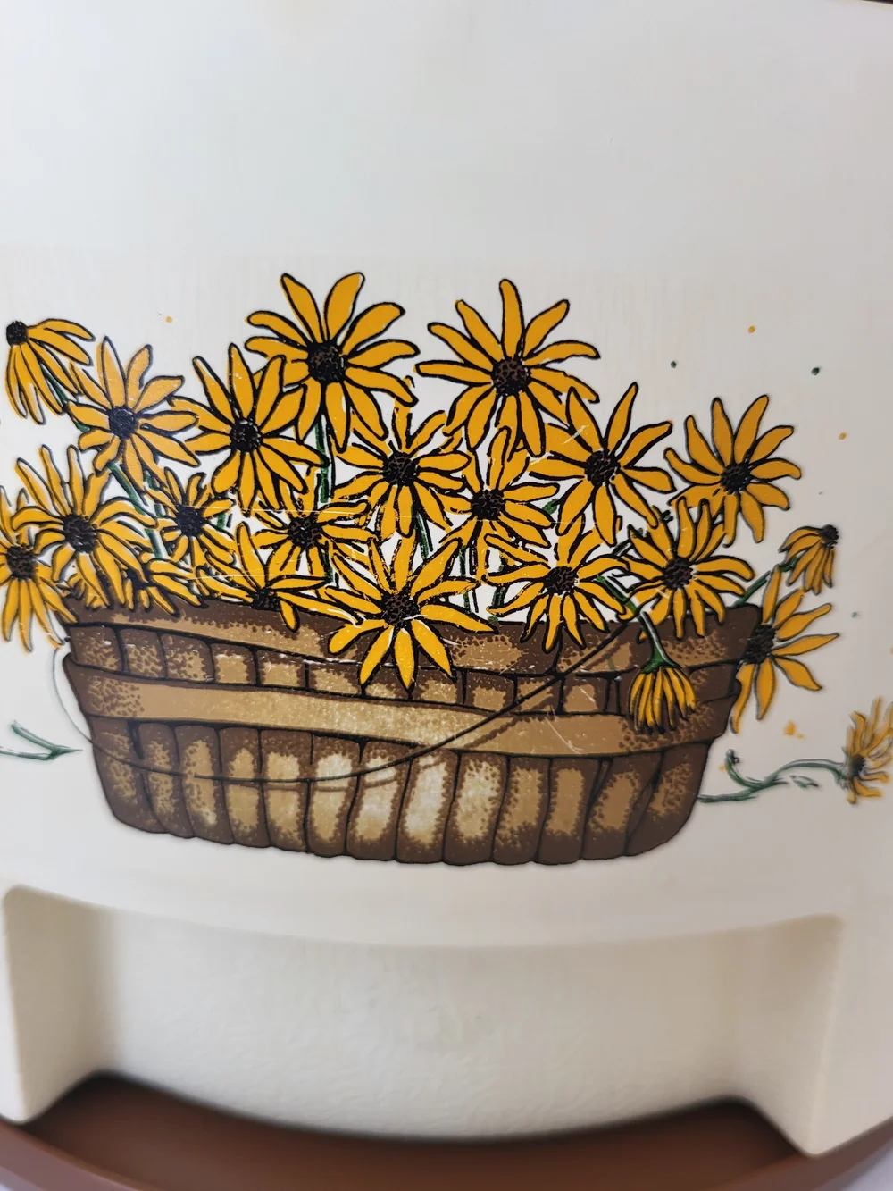 Rare 1970s Sterlite #1591 Yellow Daisy Wedge Lazy Susan Canister Set
